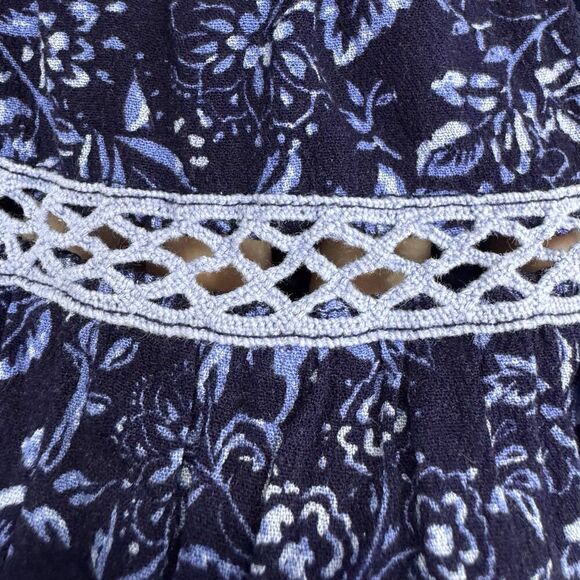 Free People Talk About It Floral Tunic Top Size XS Blue Boho Cottage Core Hippie - Picture 7 of 10